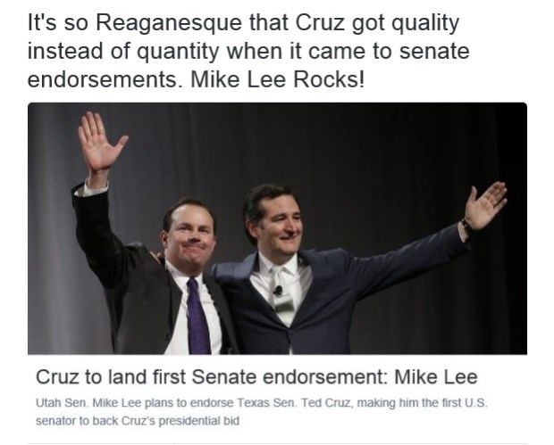 The Most Conservative Guy In The Senate, Mike Lee, Just Endorsed Ted&nbsp;Cruz!